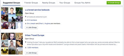 suggested facebook groups