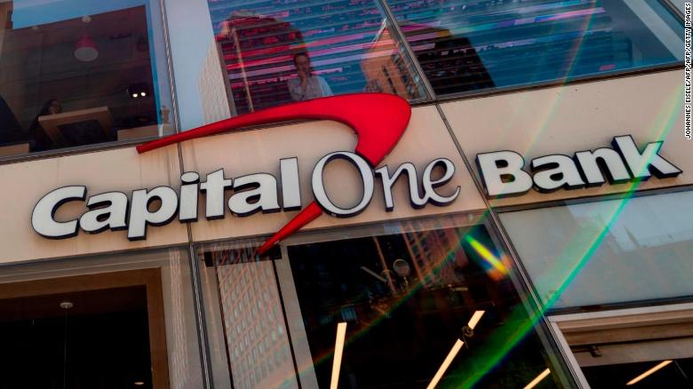 A Capital One bank is pictured on April 17, 2019 in New York City. (Photo by Johannes EISELE / AFP)        (Photo credit should read JOHANNES EISELE/AFP/Getty Images)